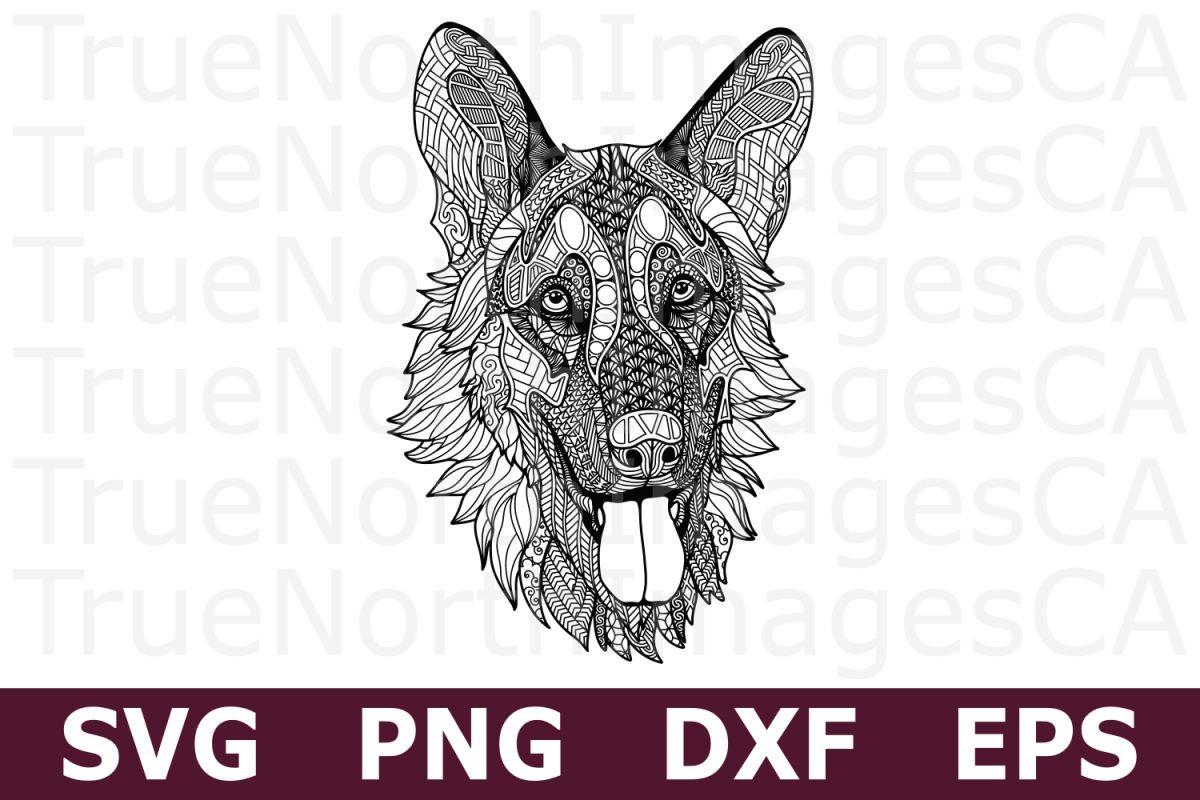 German Shepherd - A Zentangle SVG Cut File example image 1