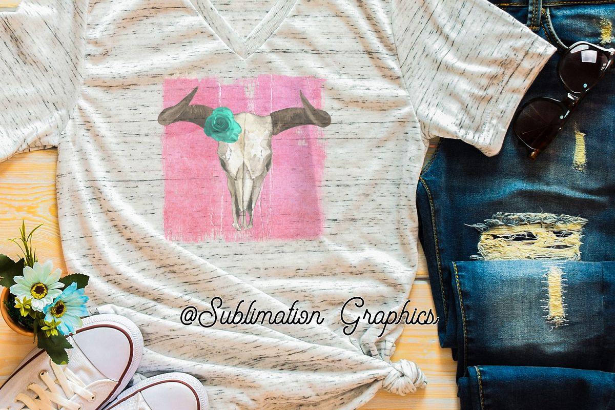 Steer Skull Sublimation Digital Download example image 1