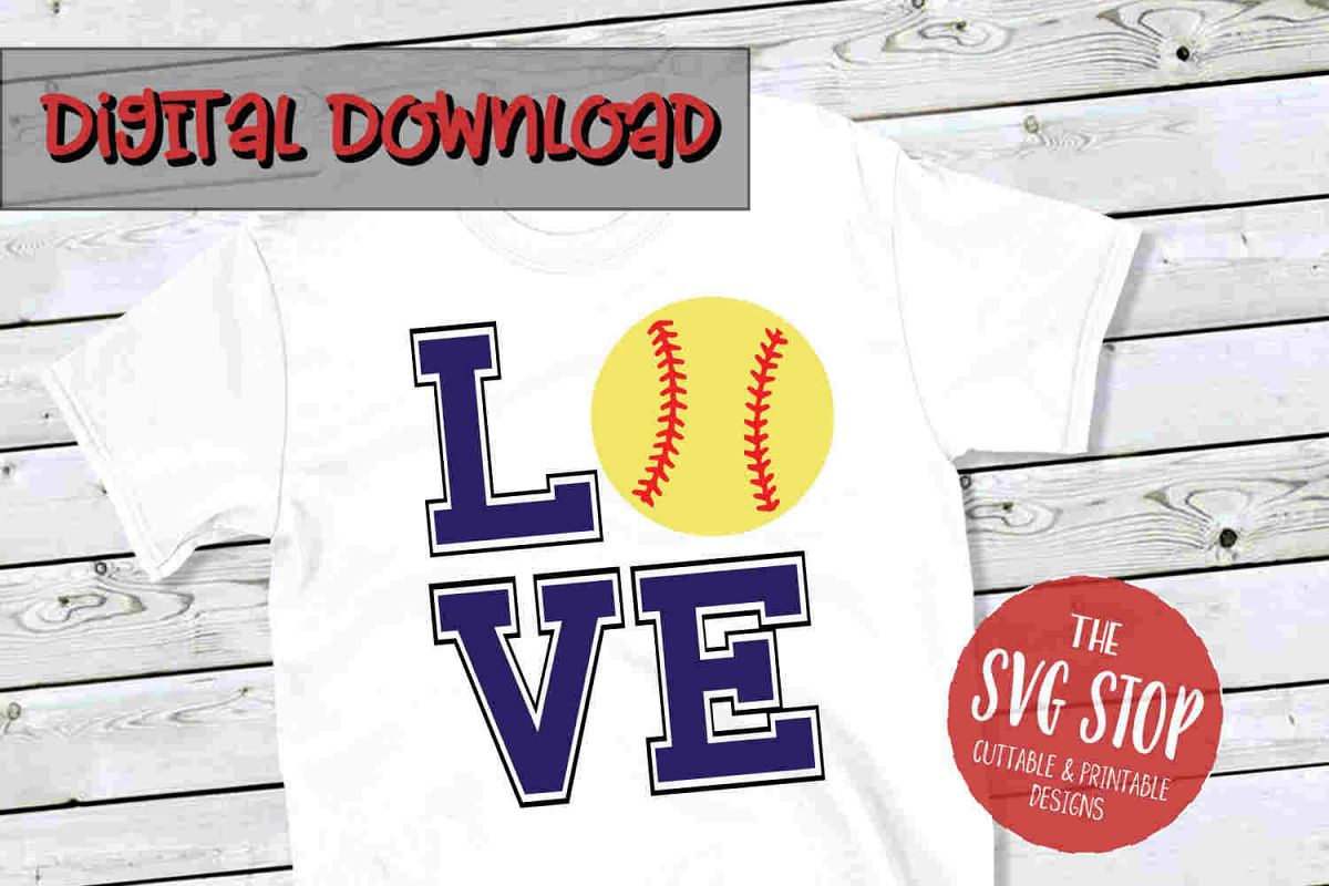 Love Softball 4-SVG, PNG, DXF example image 1