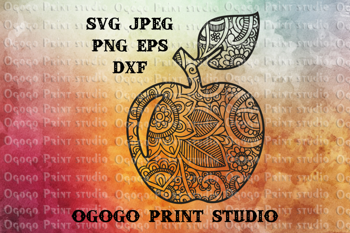 Apple SVG, Zentangle Svg, Teacher Apple SVG, Mandala svg example image 1