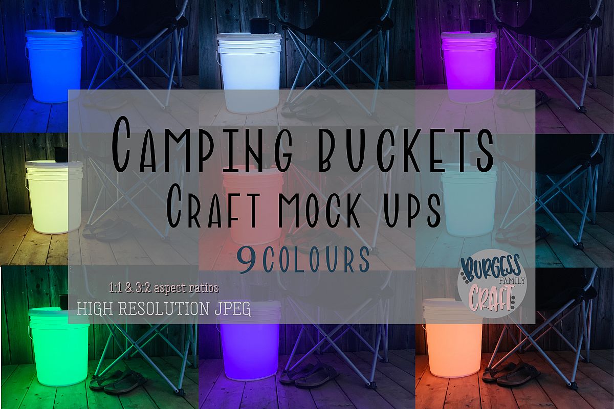 Bundle of Camping bucket mock ups |High Resolution JPEG example image 1