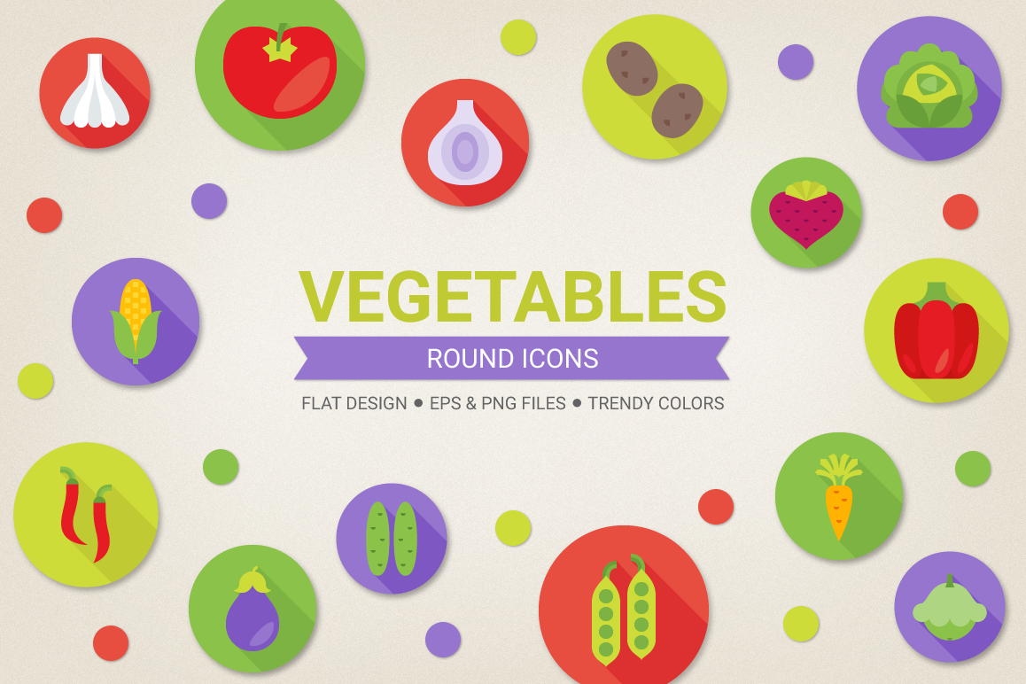 Round Vegetables Icons example image 1