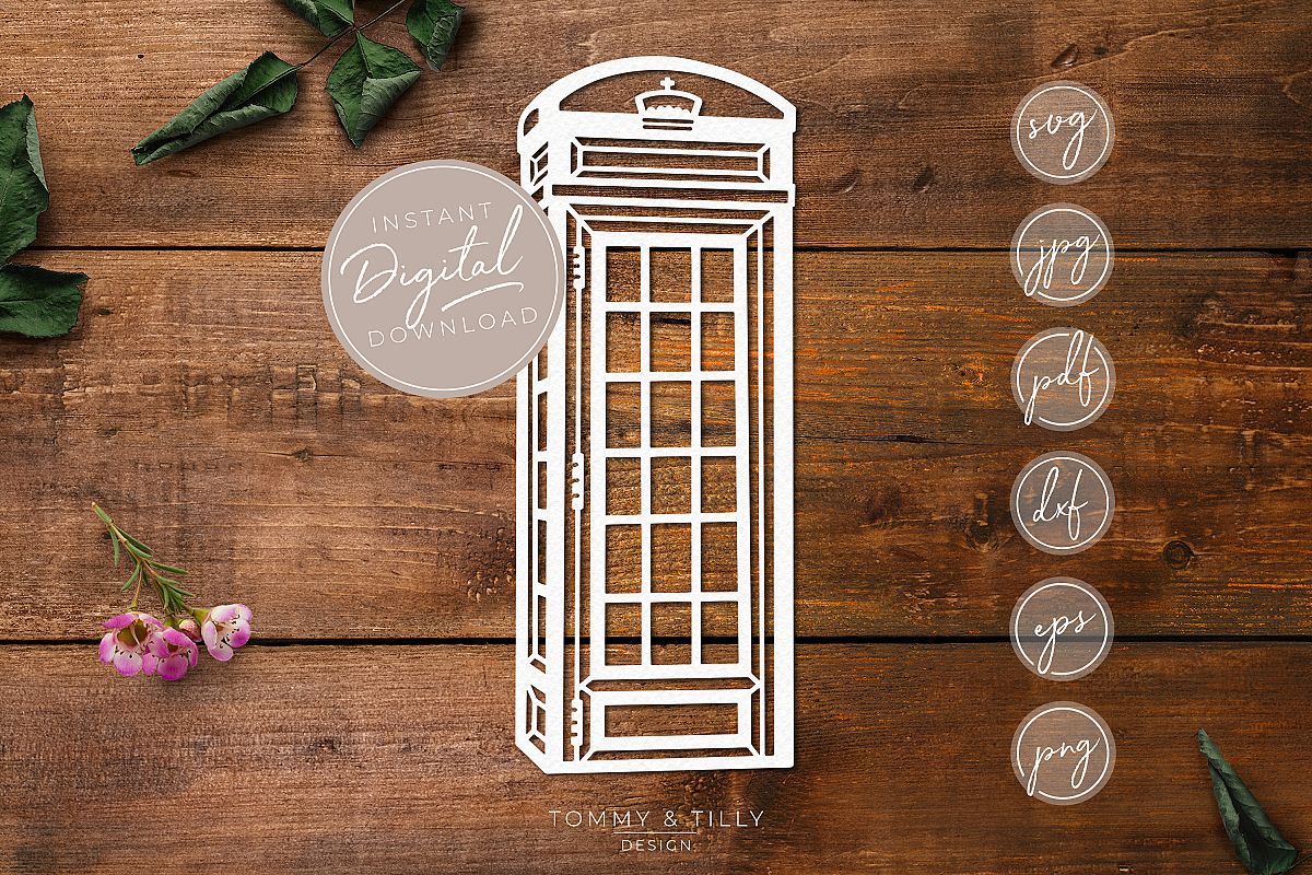 Telephone Box - SVG EPS DXF PNG PDF JPG Cut File example image 1