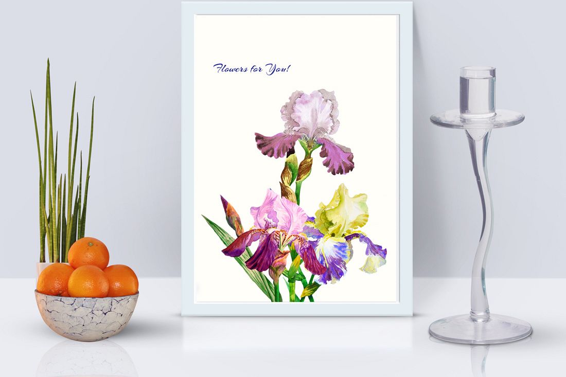 Bouquet with three irises example image 1