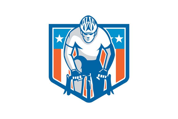 American Cyclist Riding Bicycle Cycling Shield Retro example image 1
