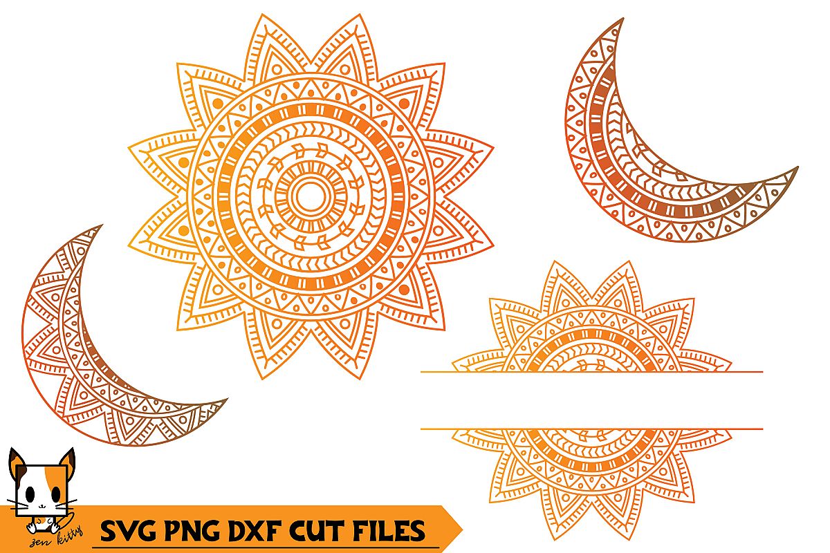 Download Sun & Moon Monogram - Mandala SVG PNG DXF Cut Files (363081) | Cut Files | Design Bundles