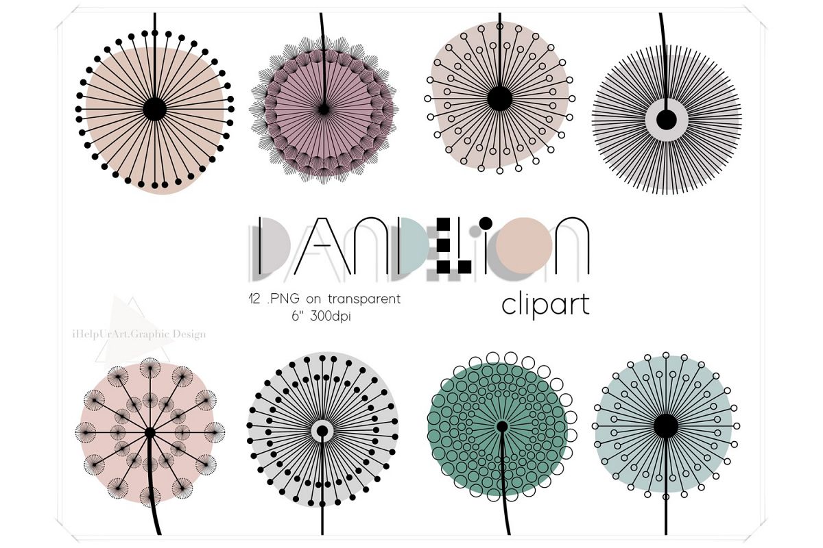 Dandelion Clipart - Floral Design - Modern Abstract Flowers example image 1