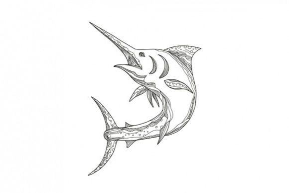 Atlantic Blue Marlin Doodle example image 1