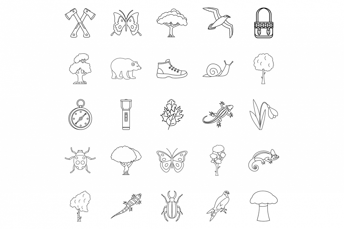 Dangerous territory icons set, outline style example image 1