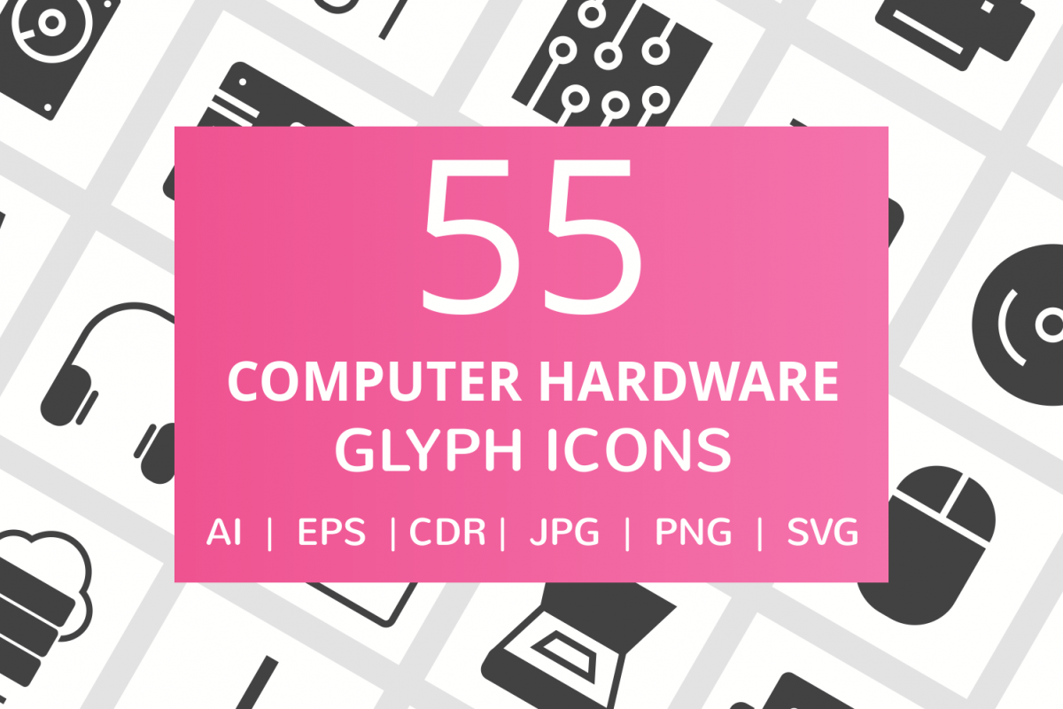 55 Computer & hardware Glyph Icons example image 1