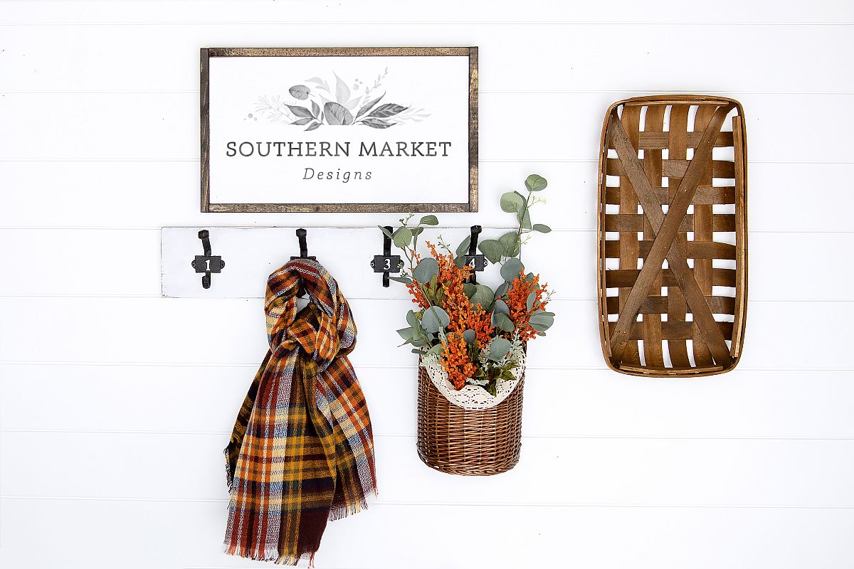 Fall Stained 12x20 Wood Sign Mock Up Stock Photo example image 1