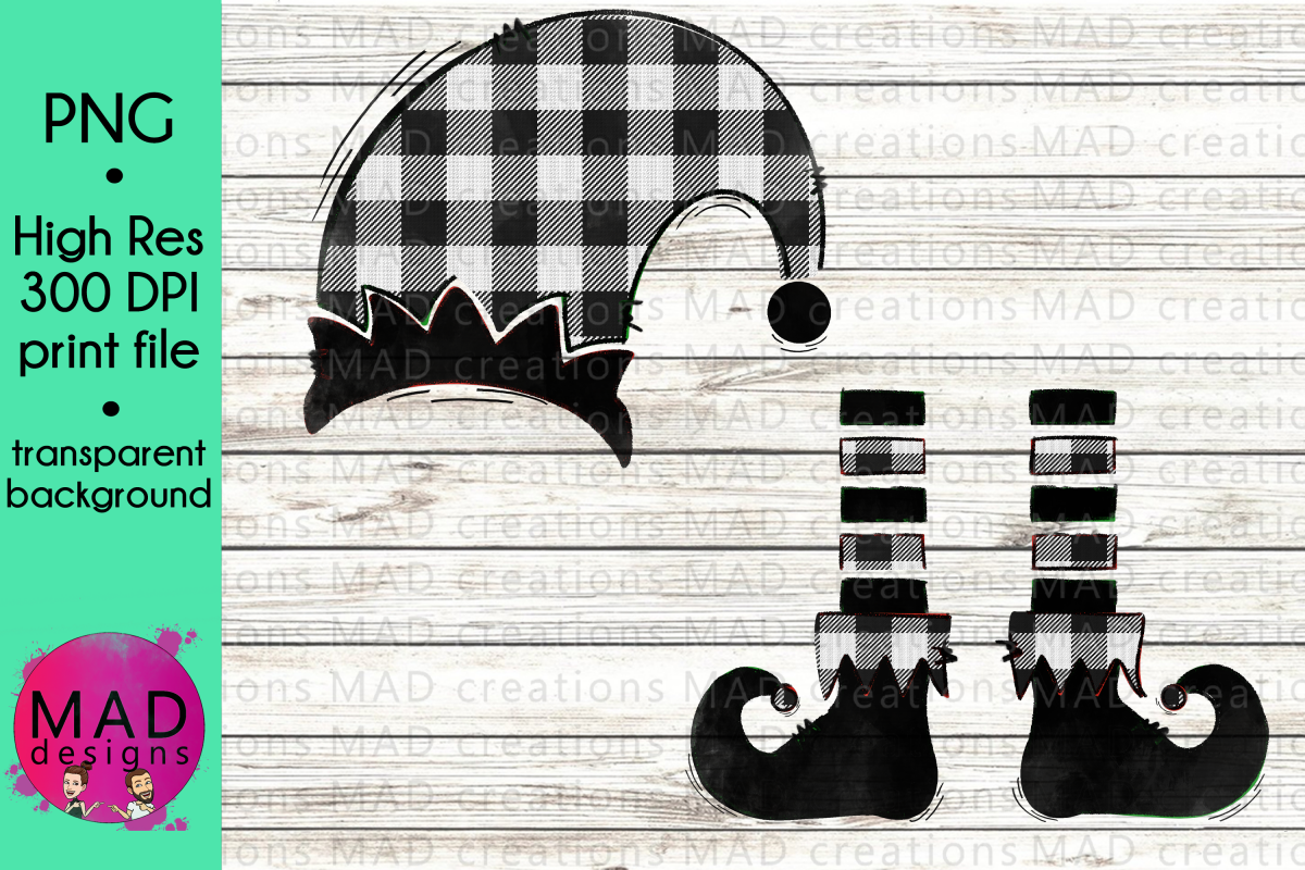 Christmas Elf - Add Your Own Text Template - Buffalo Plaid example image 1