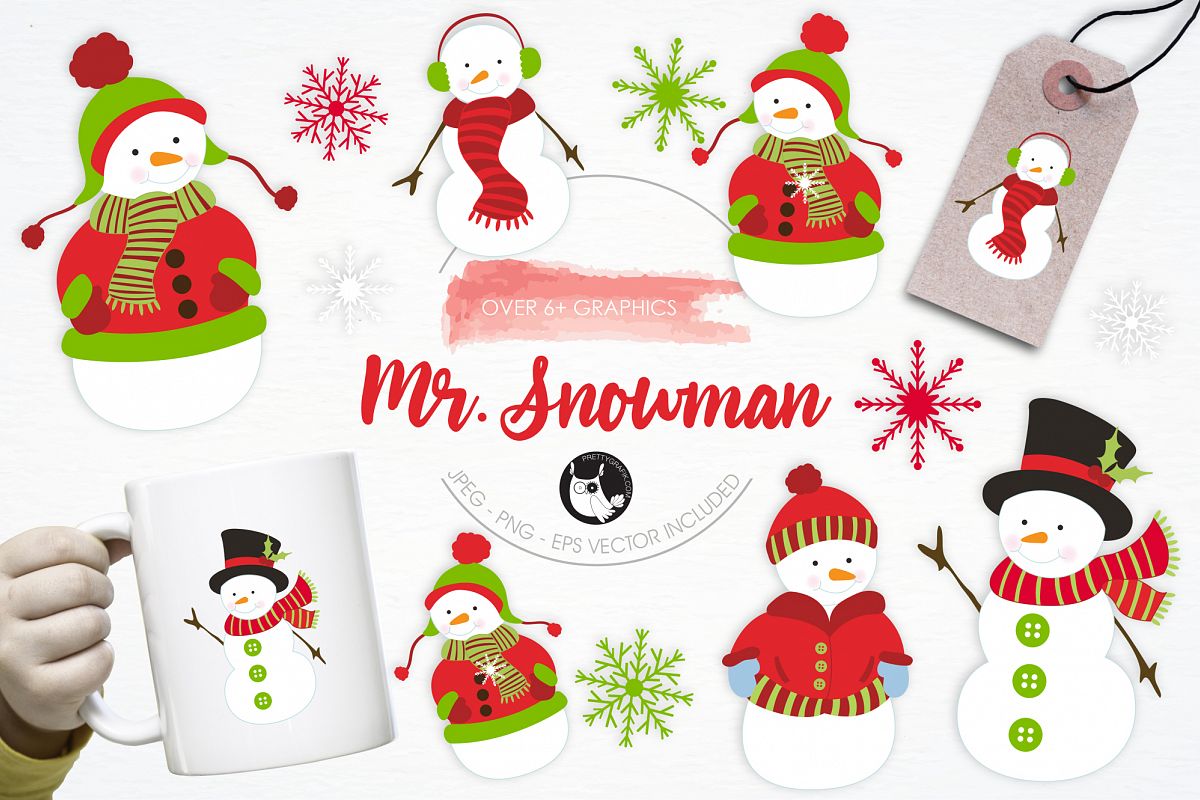 Mr. Snowman graphics and illustrations example image 1