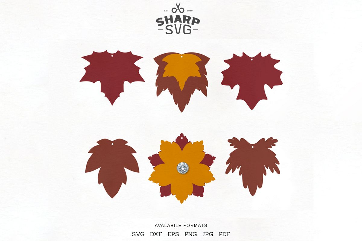 Autumn Leaves Earrings SVG - Leaf Earrings Cutting Template example image 1