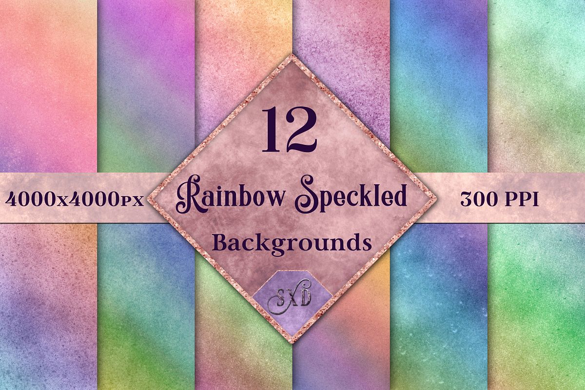 Rainbow Speckled Backgrounds - 12 Image Textures Set example image 1