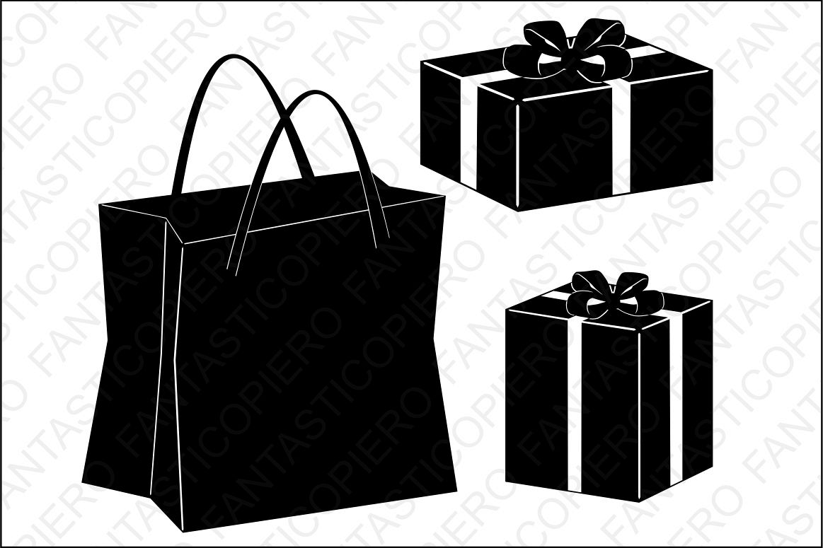 Download Shopping bag SVG and Present SVG files for Silhouette Cameo and Cricut. Gift bag, Christmas ...