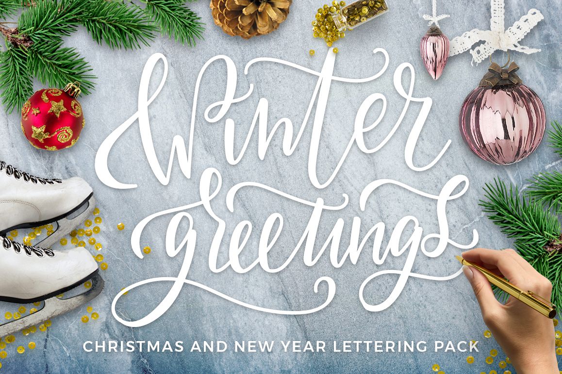Winter Greetings Lettering Pack example image 1