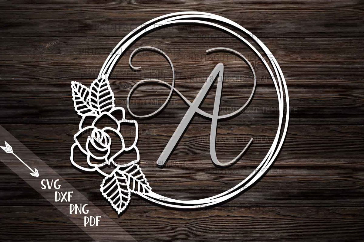 Download Floral rose wreath circle monogram frame svg dxf pdf digital