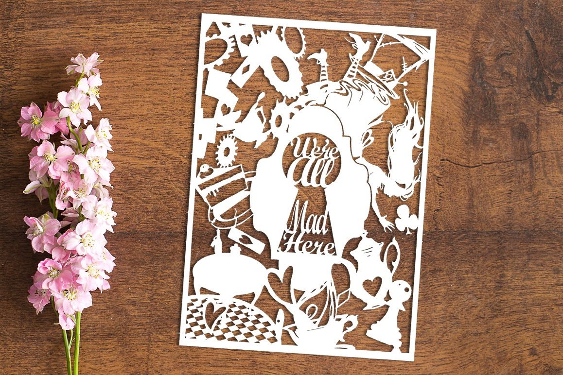 Falling Into Wonderland - Paper Cutting Template example image 1