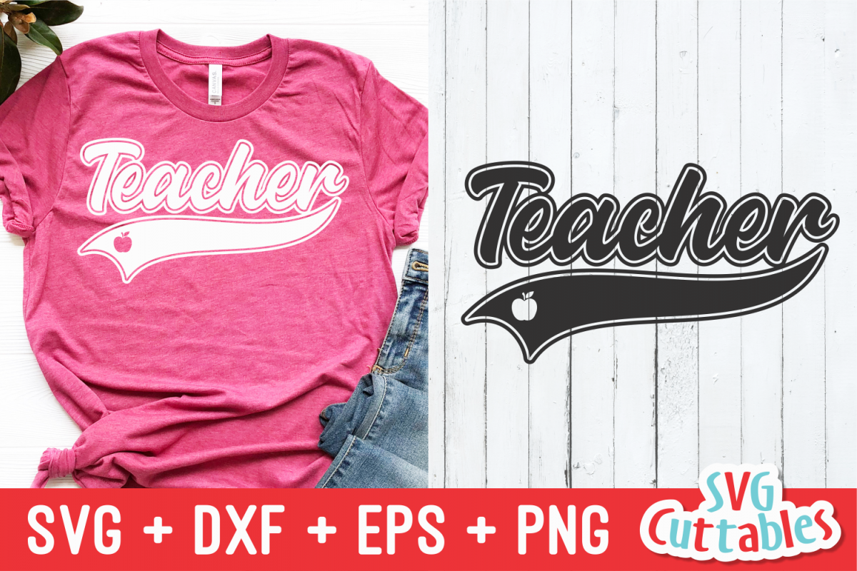 Teacher Text Tail Swoosh| Cut File example image 1