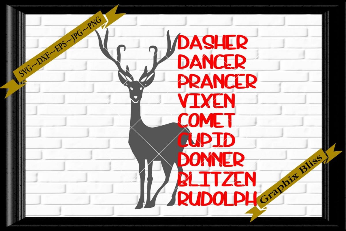 Santas Reindeer Names Rudoloh Christmas Svg Eps Download