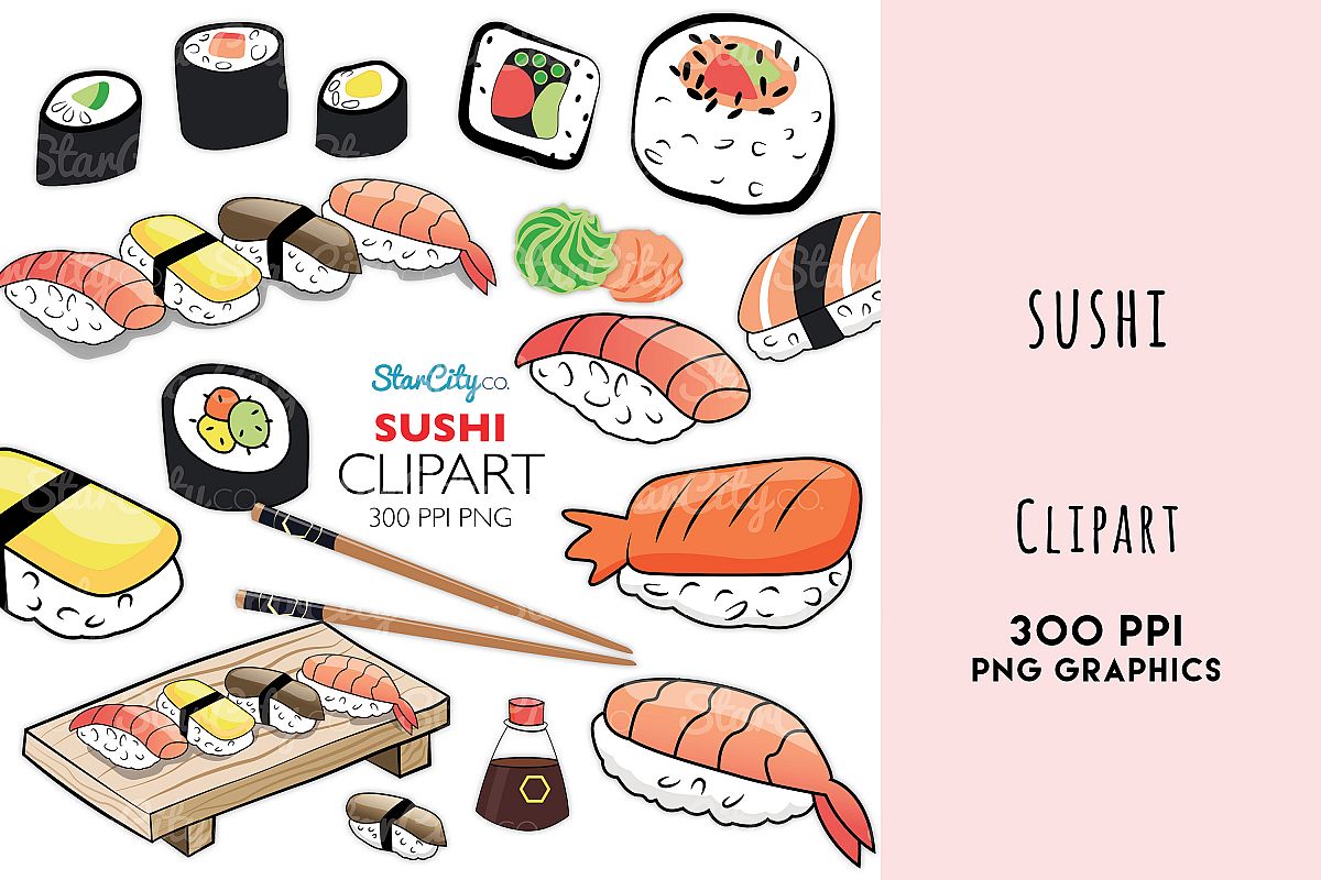 Sushi clipart graphics for commercial use example image 1