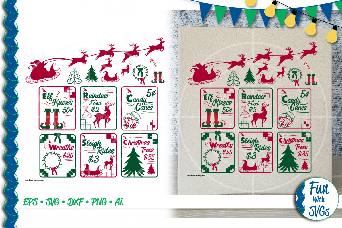 SVG Christmas Sign Bundle Vector, Cut File, Clip Art FWS478 example image 1