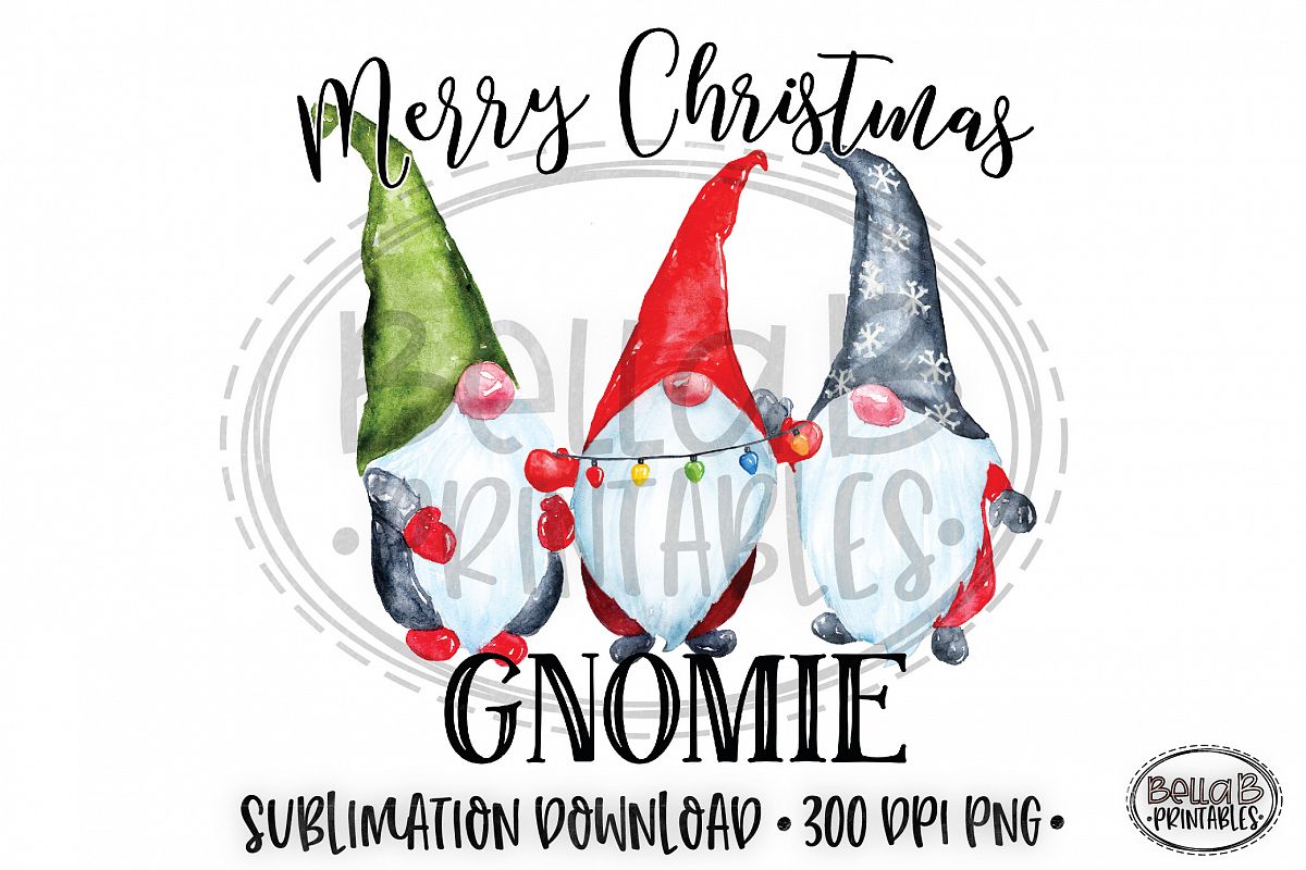 Christmas Sublimation Design, Merry Christmas Gnomie, Gnomes example image 1