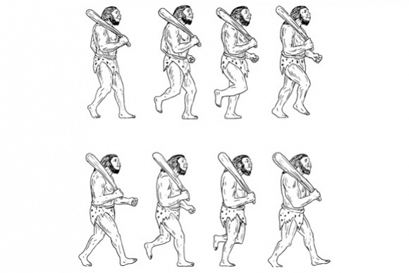 Neanderthal Man Caveman Holding Club Walking Collection Set example image 1