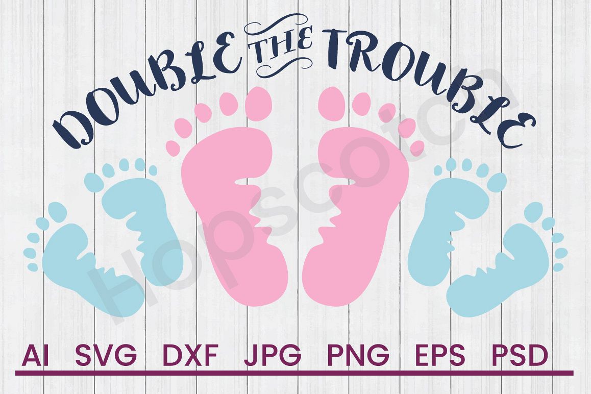 Footprints SVG, Trouble SVG, DXF File, Cuttatable File example image 1