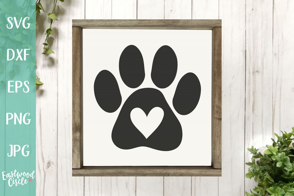 Paw Print with Heart - A Dog SVG File for Crafters example image 1