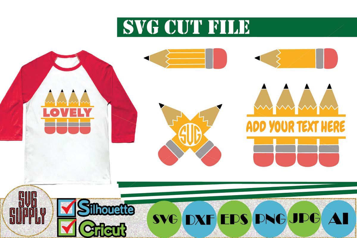 Pencil Monogram SVG Cut File example image 1