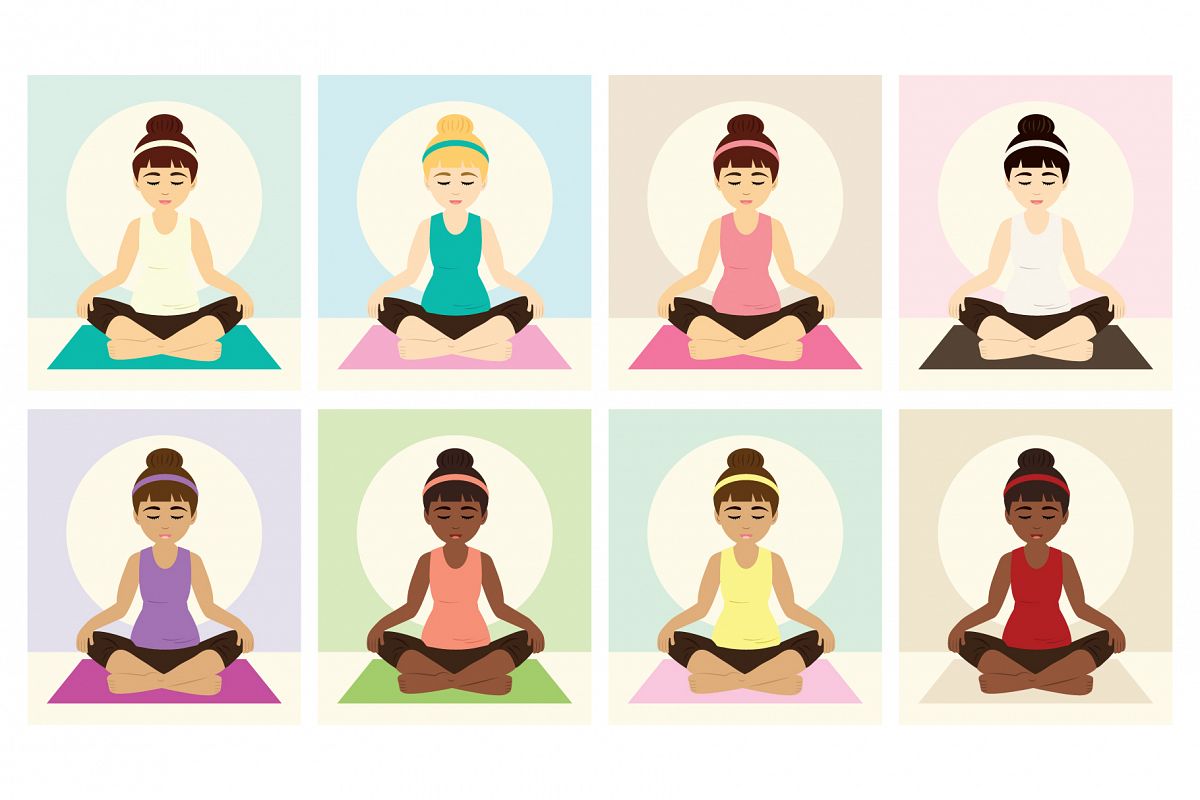 Yoga Girls Clip Art Set example image 1