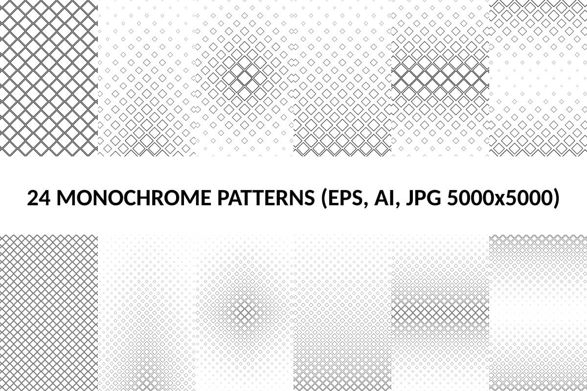 24 Square Patterns (AI, EPS, JPG 5000x5000) example image 1
