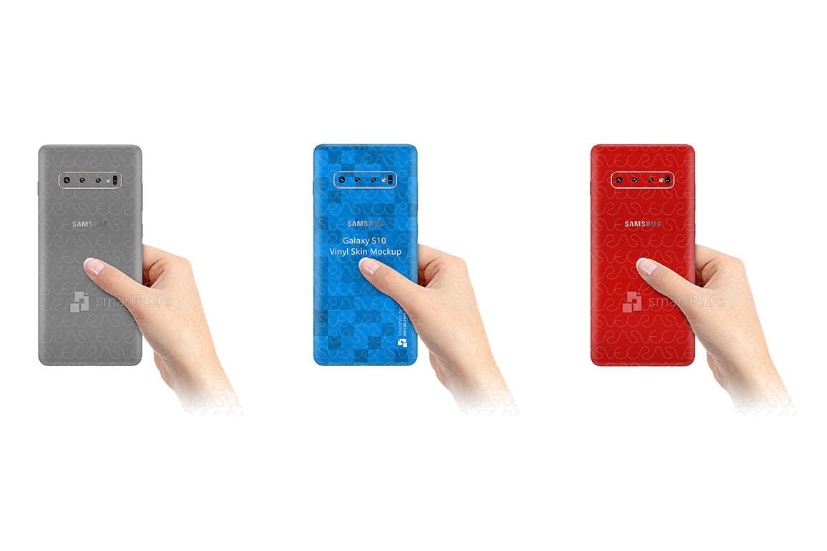 Samsung Galaxy S10 In hand Vinyl Skin Design Mockup 2019 example image 1