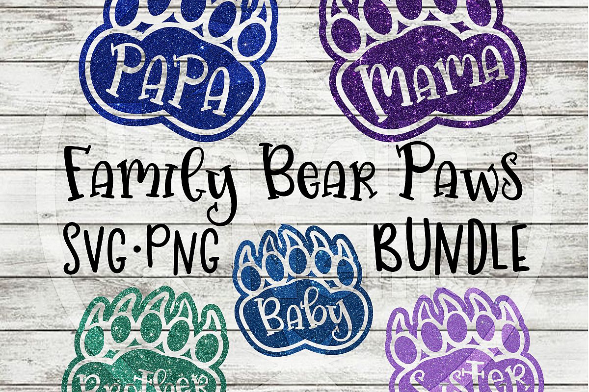 Download Family Bear Paw Bundle SVG PNG Cricut Cameo Silhouette ...