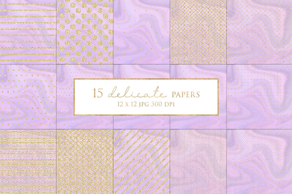 15 Gold Glitter Stripes and Dots Digital Paper Pack example image 1