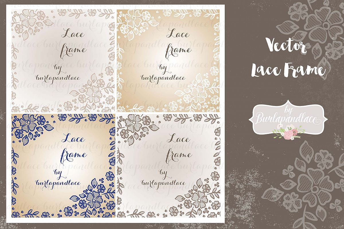 Vector floral lace frame example image 1