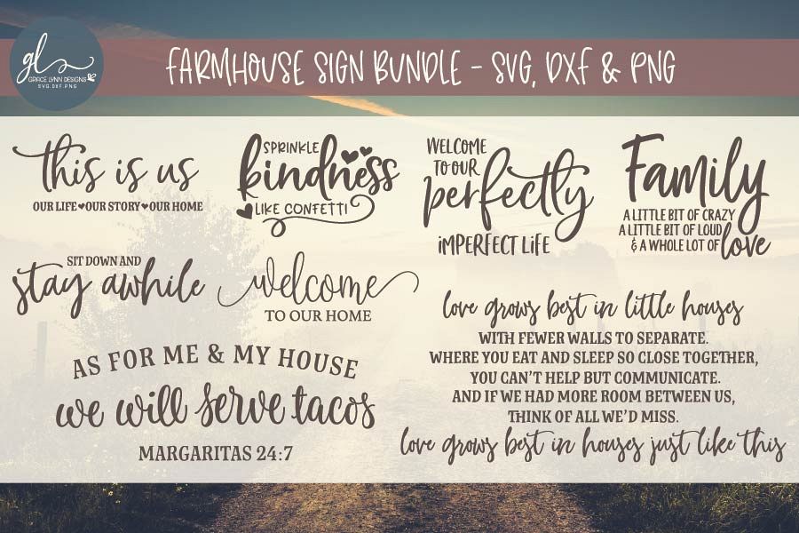 Farmhouse Sign SVG Bundle - SVG, DXF & PNG - 8 Designs example image 1