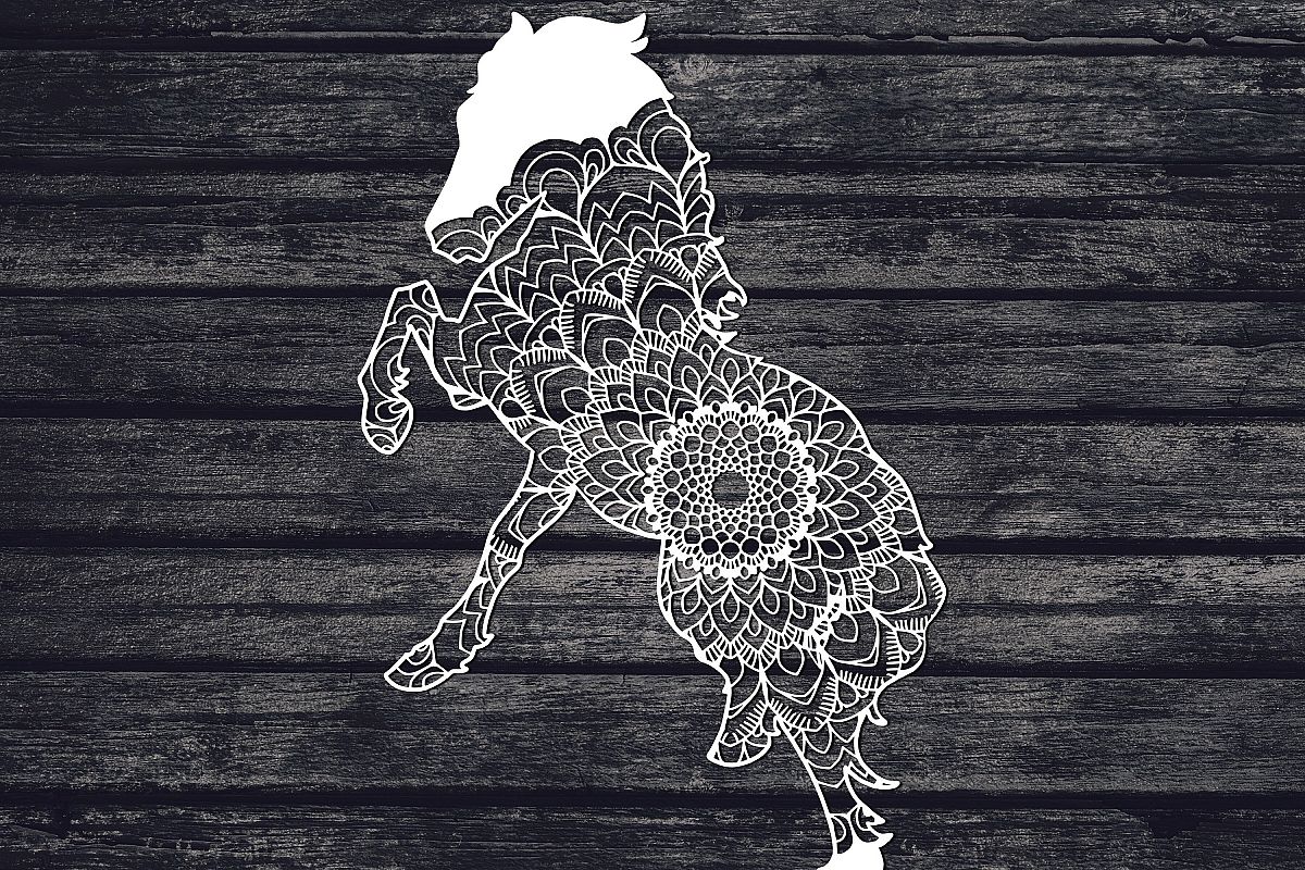 Mandala Horse Svg, Horse Svg, Mandala Svg, Zentangle Svg example image 1