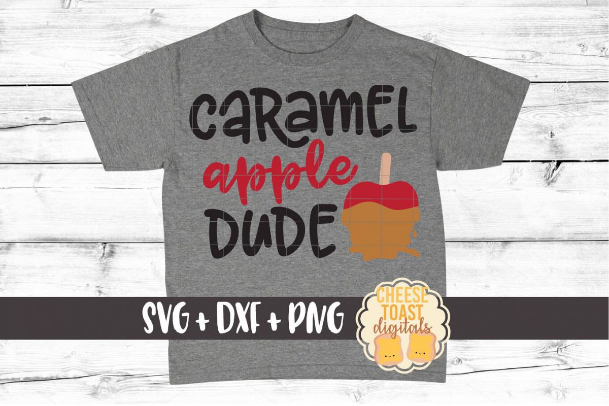 Caramel Apple Dude - Boy Fall SVG PNG DXF Cut Files example image 1