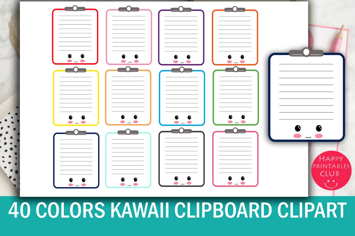 40 Cute Kawaii Clipboard Clipart- Clipboard Clipart Images example image 1