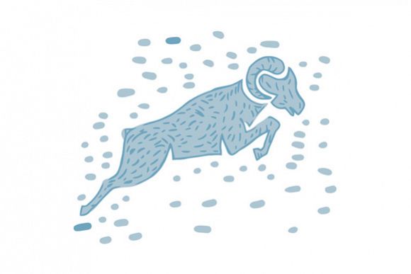 Ram Goat Jumping Watercolor example image 1