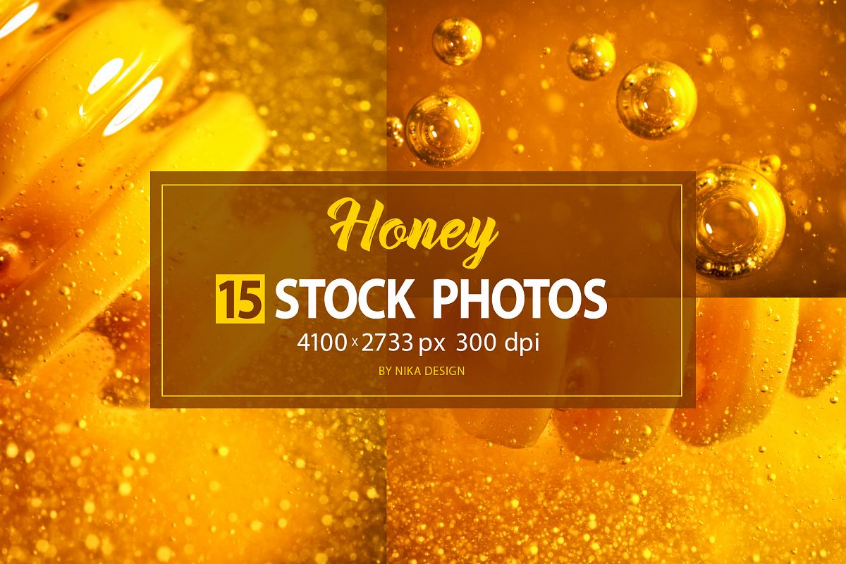 Honey bundle and macro photography texture of honey. example image 1