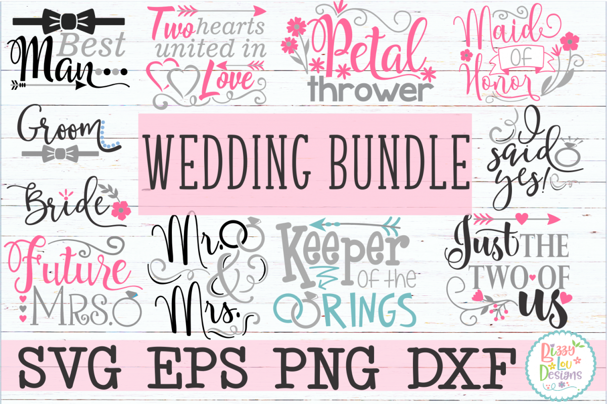 Wedding engagement Bundle SVG DXF EPS PNG cutting files example image 1