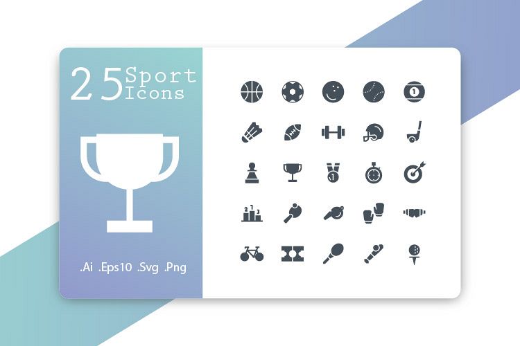 25 Sport Icons Glyph example image 1