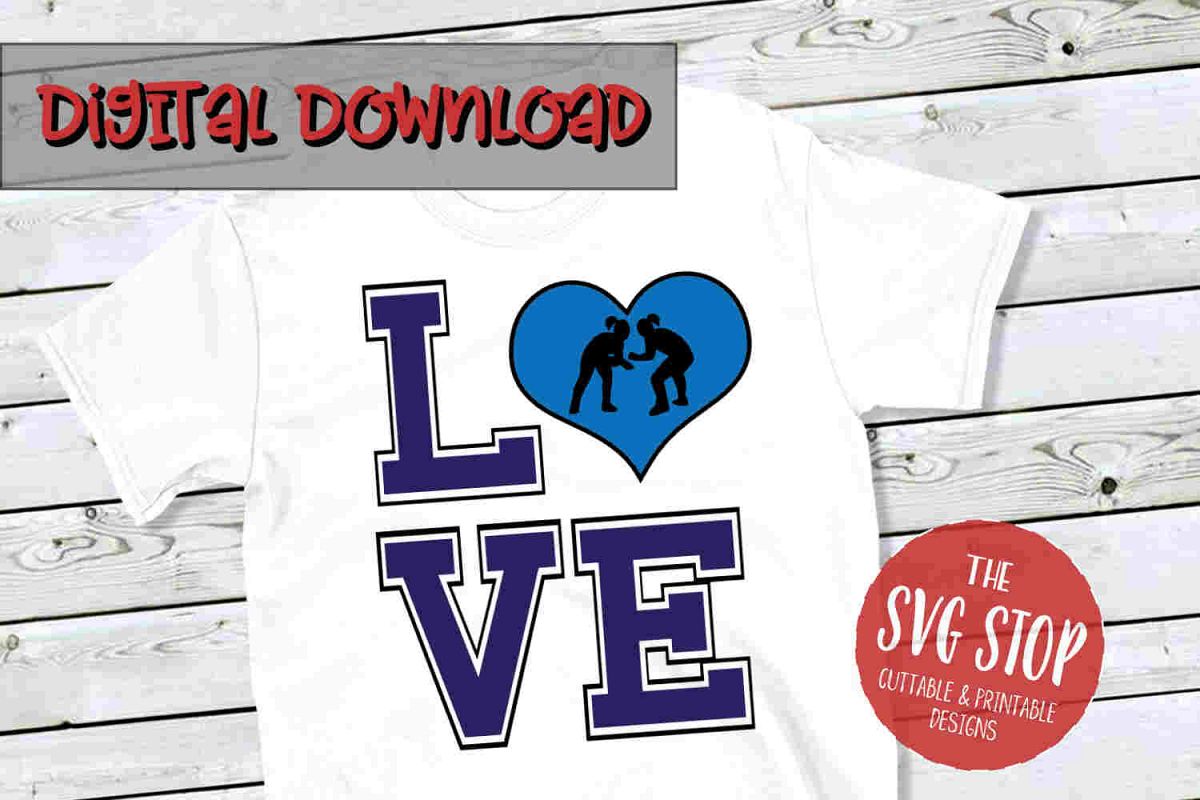 Love Wrestling Girls 2-SVG, PNG, DXF example image 1