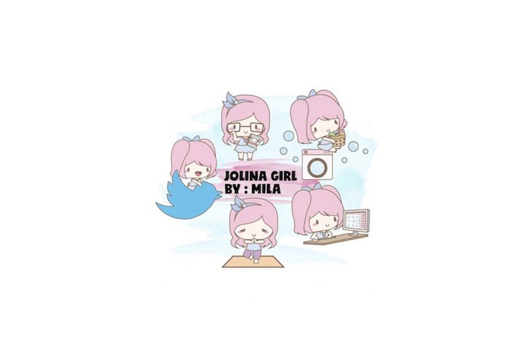KAWAII GIRL JOLINA CLIPART BUNDLE PNG example image 1