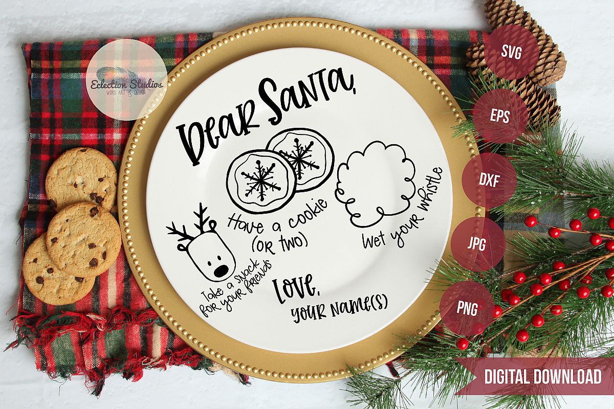 Download Dear Santa, Doodle Cookies for Santa Tray Round SVG