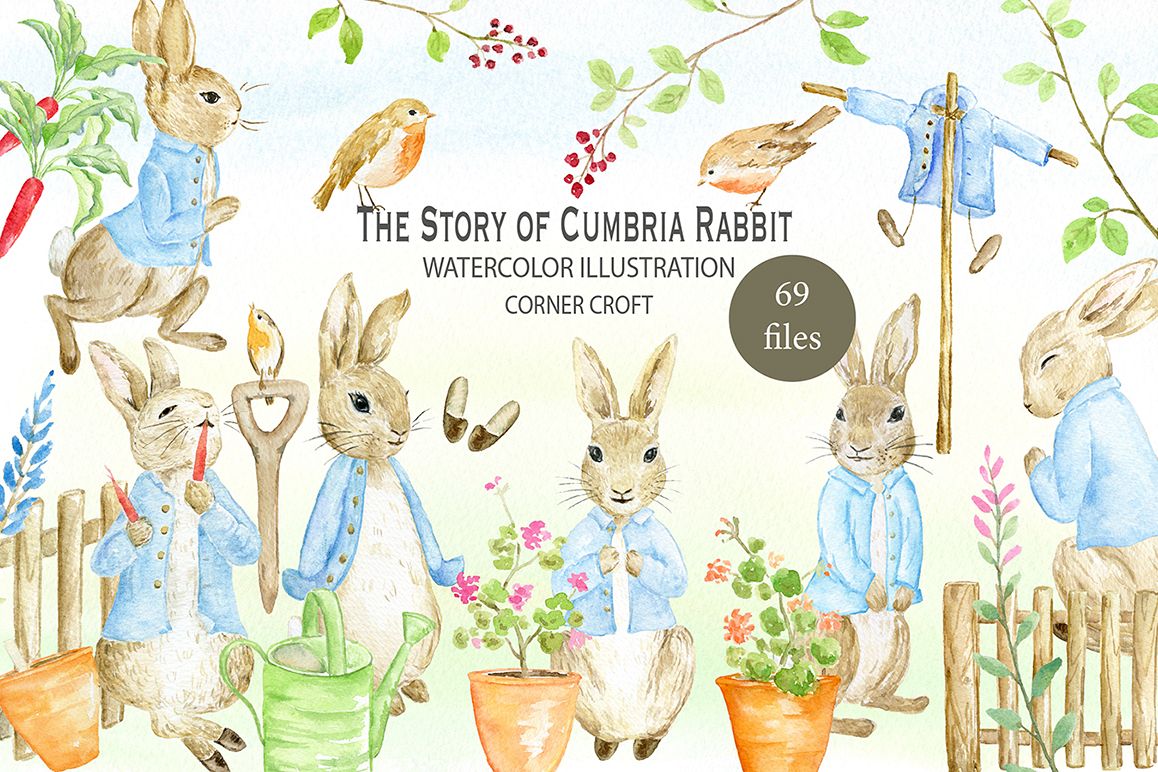 The Story of Cumbria Rabbit, watercolor illustration for personalised ...